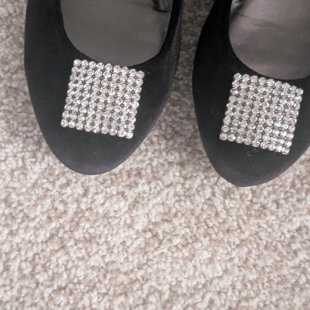 Talbots Black Flats with Rhinestone Accent - Picture 2 of 6